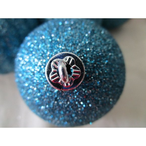 Shatterproof Sky Blue Glitter Ornaments Smooth Ribbed Eight GUC - Picture 9 of 11